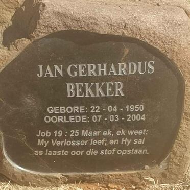 BEKKER Jan Gerhardus 1950-2004