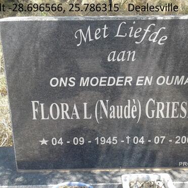 GRIESEL Flora L. nee NAUDE 1945-2009