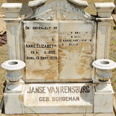 RENSBURG Annie Elizabeth, Janse van nee SCHOEMAN 1899-1939