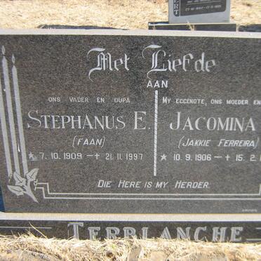 TERBLANCHE Stephanus E. 1909-1997 &amp; Jacomina S. FERREIRA 1906-1988