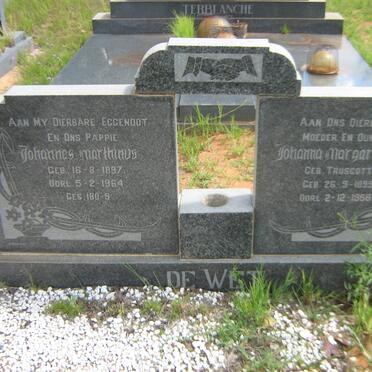 WET Johannes Marthinus, de 1897-1964 &amp; Johanna Margaretha TRUSCOTT 1895-1966