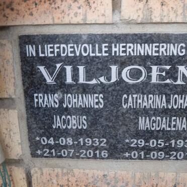 VILJOEN Frans Johannes Jacobus 1932-2016 &amp; Catharina Johanna Magdalena 1933-2017