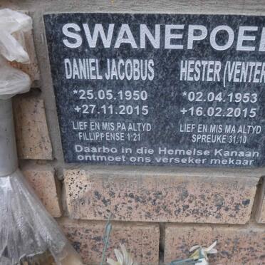 SWANEPOEL Daniel Jacobus 1950-2015 &amp; Hester VENTER 1953-2015