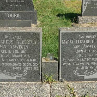 ASWEGEN Gerhardus Albertus, van 1894-1955 &amp; Maria Elizabeth Dorothea 1893-1983