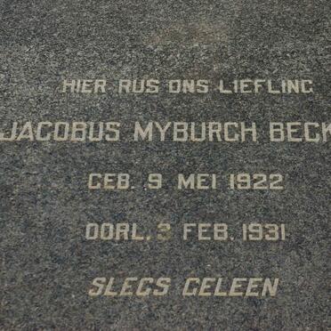 BECKER Jacobus Myburgh 1922-1931