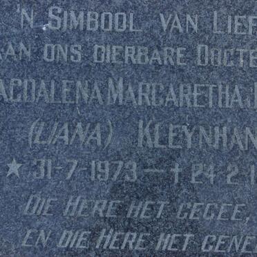 KLEYNHANS Magdalena Margaretha Juliana 1973-1975