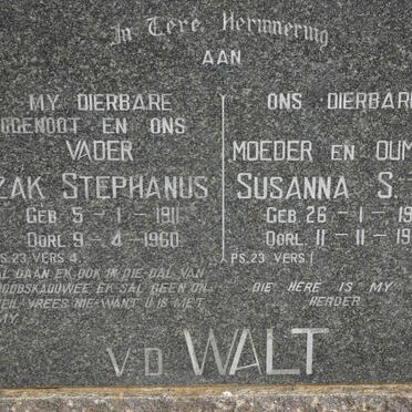 WALT Izak Stephanus, v.d. 1911-1960 &amp; Susanna S.C. 1912-1994