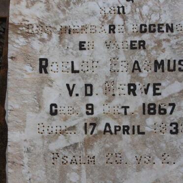 MERWE Roelof Erasmus, v.d. 1867-1938