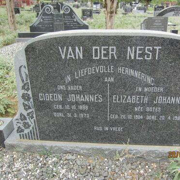 NEST Gideon Johannes, van der 1898-1970 &amp; Elizabeth Johanna BOTES 1904-1984