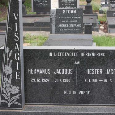 VISAGIE Hermanus Jacobus 1924-1980 &amp; Hester Jacoba 1911-1984