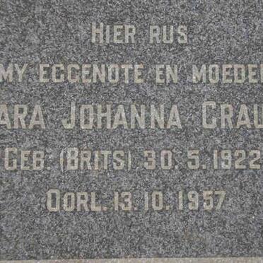 CRAUSE Sara Johanna nee BRITS 1922-1957
