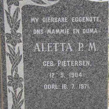 ENSLIN Aletta P.M. nee PIETERSEN 1904-1971