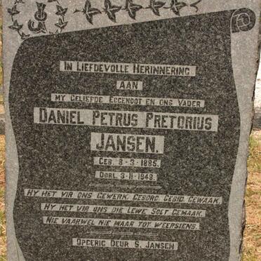 JANSEN Daniel Petrus Pretorius 1885-1948