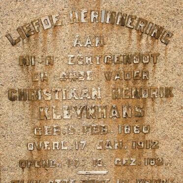 KLEYNHANS Christiaan Hendrik 1860-1912