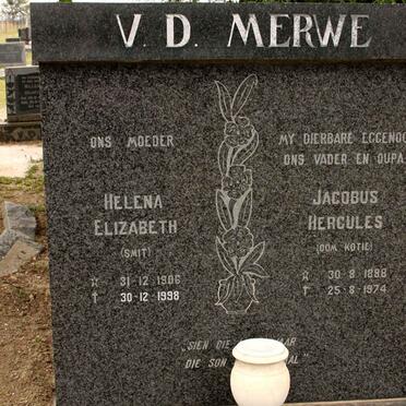 MERWE Jacobus Hercules, v.d. 1888-1974 &amp; Helena Elizabeth SMIT 1906-1998
