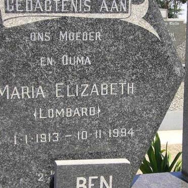 MERWE Maria Elizabeth, van der nee LOMBARD 1913-1994