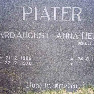 PIATER Eduard August 1906-1970 &amp; Anna Helena ELS 1907-