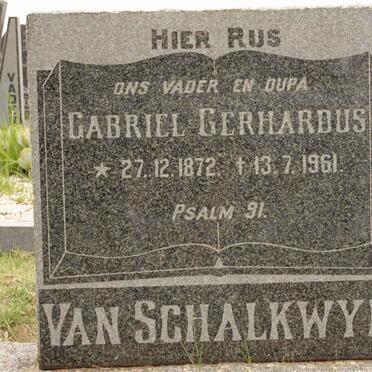 SCHALKWYK Gabriel Gerhardus, van 1872-1961