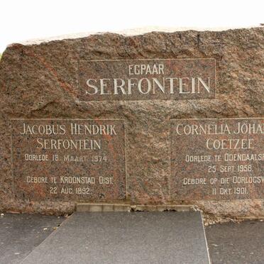 SERFONTEIN Jacobus Hendrik 1892-1974 &amp; Cornelia Johanna COETZEE 1901-1958