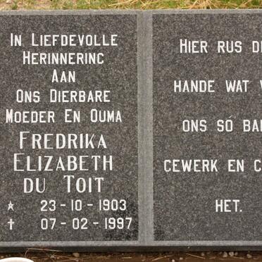 TOIT Fredrika Elizabeth, du 1903-1997