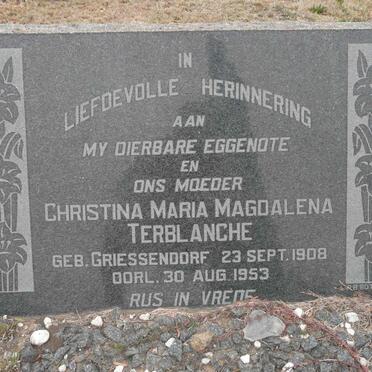 TERBLANCHE Christina Maria Magdalena nee GRIESSENDORF 1908-1953