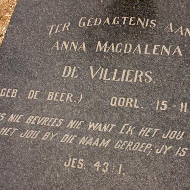 VILLIERS Anna Magdalena, de nee DE BEER -1976
