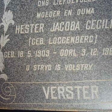 VERSTER Hester Jacoba Cecilia nee LOGGENBERG 1909-1982