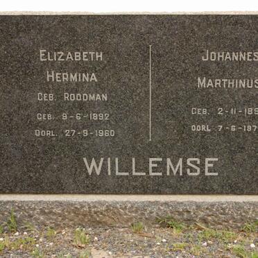 WILLEMSE Johannes Marthinus 1892-1971 &amp; Elizabeth Hermina ROODMAN 1892-1960