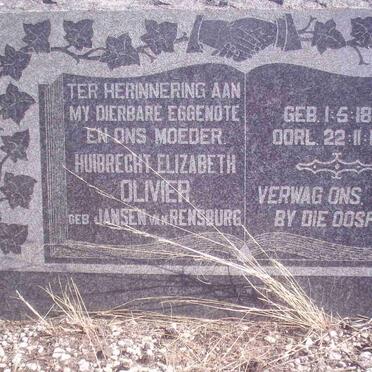 OLIVIER Huibrecht Elizabeth nee JANSEN VAN RENSBURG 1899-1931