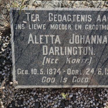 DARLINGTON Aletta Johanna nee KORFF 1874-1954