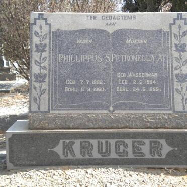 KRUGER Phillippus S. 1882-1960 &amp; Petronella A. WASSERMAN 1884-1959