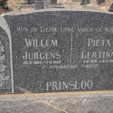 PRINSLOO Willem Jurgens 1864-1952 &amp; Pieta Gertina 1870-1953
