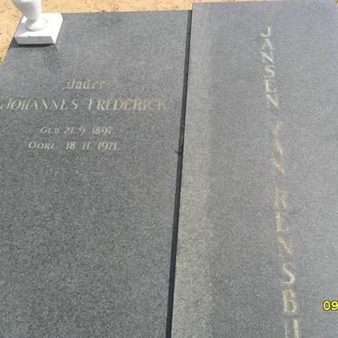 RENSBURG Johannes Frederick, Jansen van 1897-1971 &amp; Hester Johanna 1891-1972
