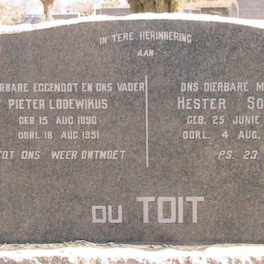 TOIT Pieter Lodewikus, du 1890-1951 &amp; Hester Sophia 1890-1969