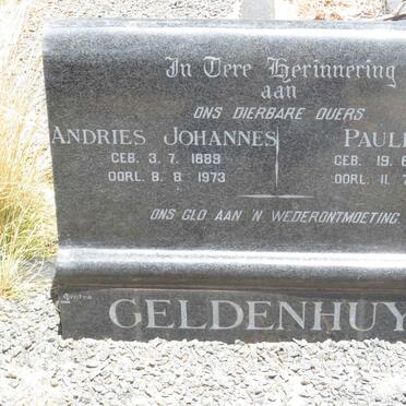 GELDENHUYS Andries Johannes 1889-1973 &amp; Pauline 1904-1973
