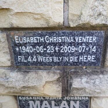 VENTER Elisabeth Christina 1940-2009