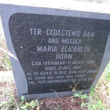 HORN Maria Elizabeth nee VERMAAK 1886-1960