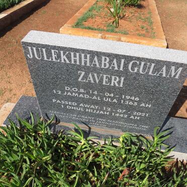 ZAVERI Julekhhabai Gulam 1946-2021
