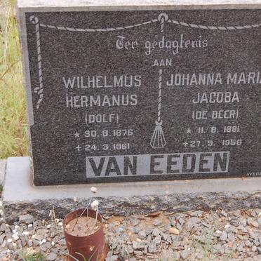 EEDEN Wilhelmus Hermanus, van 1876-1961 &amp; Johanna Maria Jacoba DE BEER 1881-1955