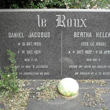 ROUX Daniel Jacobus, le 1893-1974 &amp; Bertha Helena LE ROUX 1892-1971