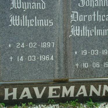 HAVEMANN Wynand Wilhelmus 1897-1964 &amp; Johanna Dorothea Wilhelmina 1905-1991