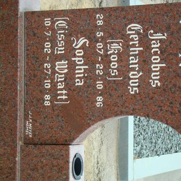 NIEKERK Jacobus Gerhardus 1907-1986 &amp; Sophia WYATT 1902-1988