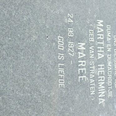 MAREE Martha Hermina nee van STRAATEN 1927-