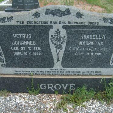 GROVE Petrus Johannes 1886-1959 &amp; Isabella Magrietha GROBLER 1888-1961