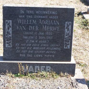 MERWE Willem Adriaan, van der 1886-1962