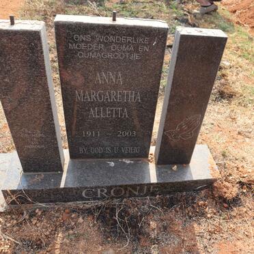 CRONJE Anna Margaretha Alletta 1911-2003