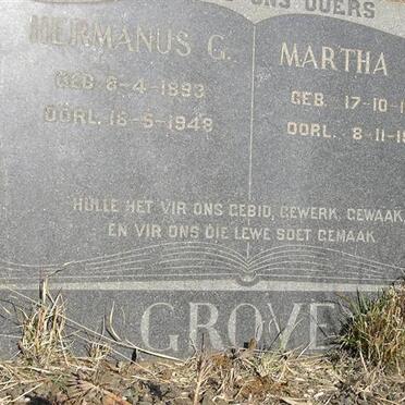 GROVE Hermanus G. 1893-1948 &amp; Martha M. 1891-1970
