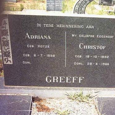 GREEFF Christof 1892-1966 &amp; Adriana KOTZÈ 1898-