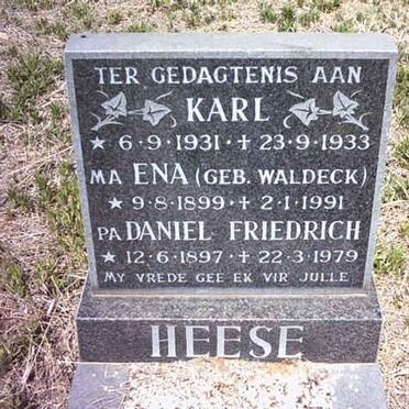 HEESE Daniel Friedrich 1897-1979 &amp; Ena WALDECK 1899-1991 :: HEESE Karl 1931-1933