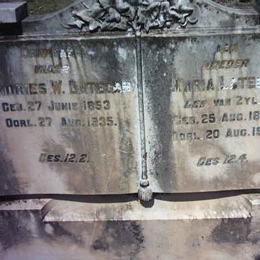 LATEGAN Andries W. 1853-1935 &amp; Maria VAN ZYL 1859-1933